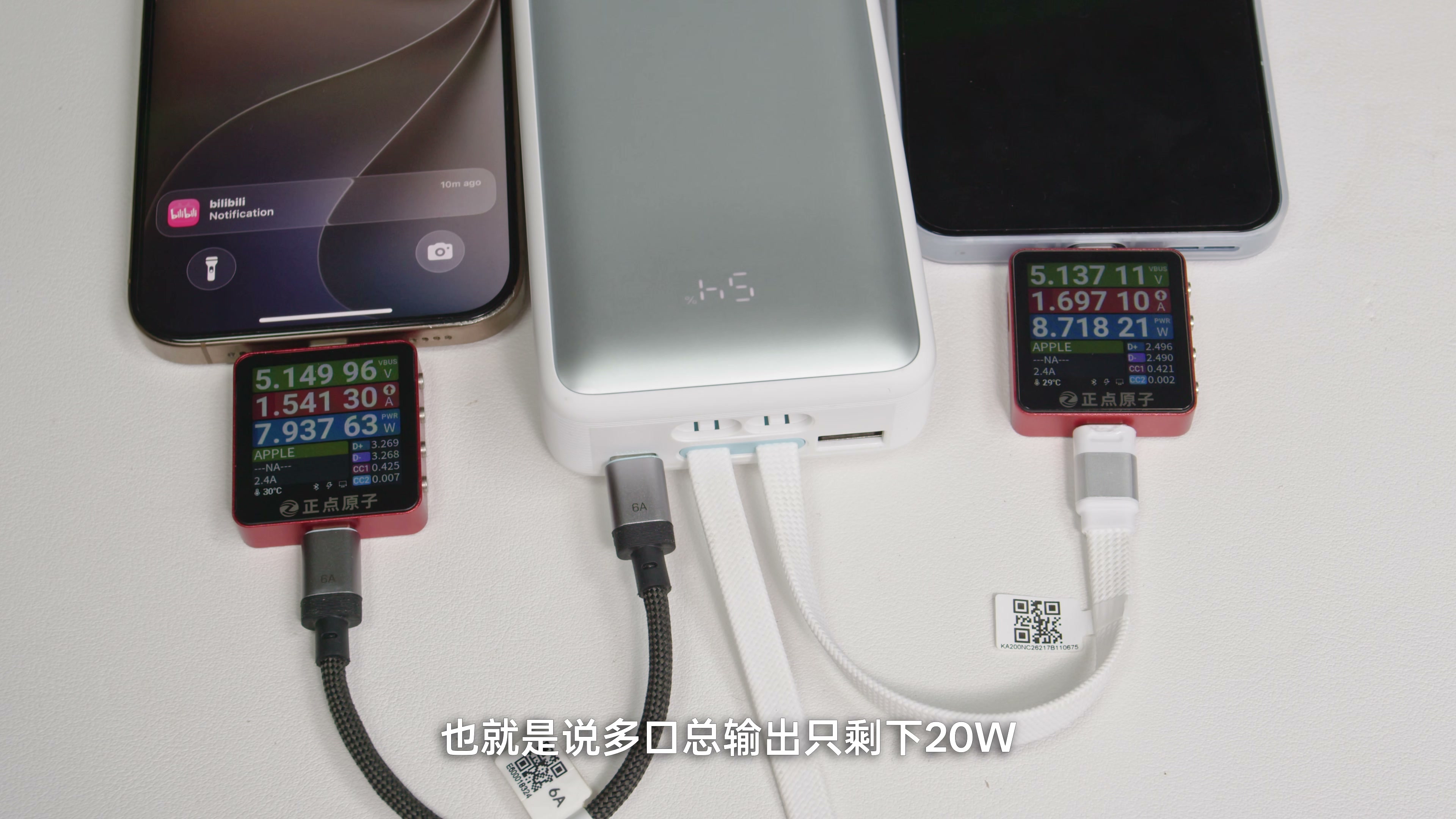 酷态科 CP25 同时给两台设备充电时锁定 5V、总输出约 20W