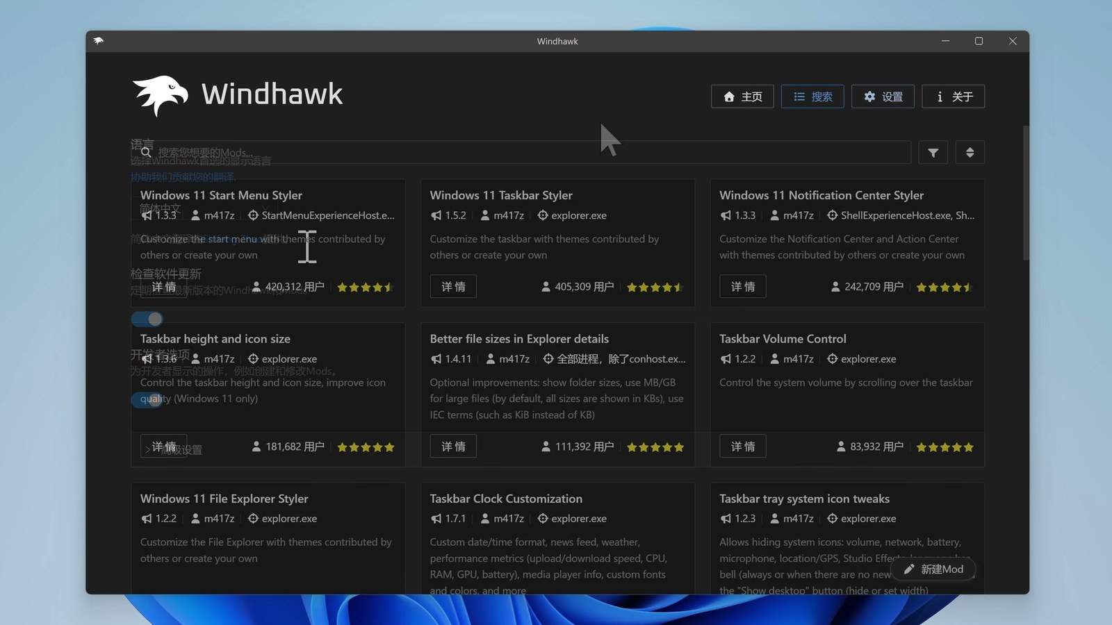 Windhawk 设置页面